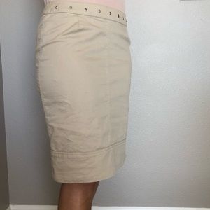 Piazza Sempione Tan Color Side Zipper Pencil Skirt